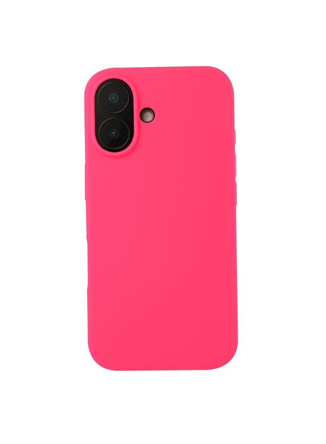 جراب سيليكون سائل لهاتف iPhone 16 Plus (وردي لامع)