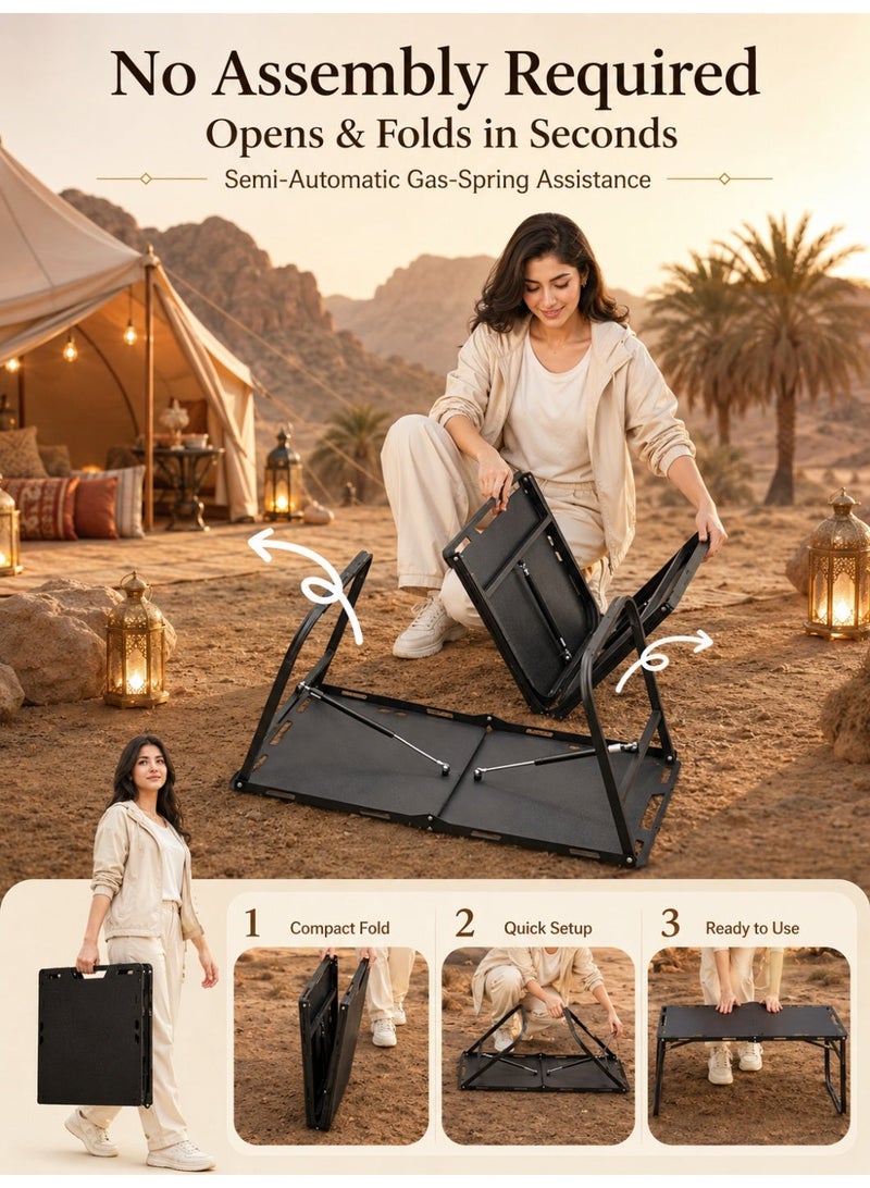 CAMPRA Portable Foldable Camping Table with Storage Bag and Lamp Stand, 100×50×50 cm, 60 kg Load Capacity, Suitable for Picnics, Balconies, and Outdoor Camping - Image 4