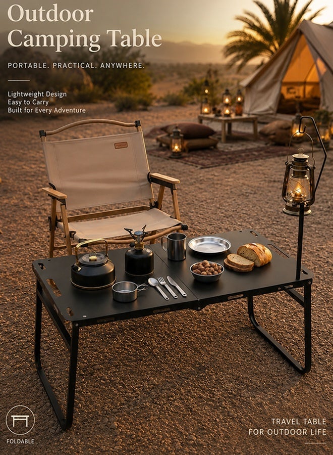 CAMPRA Portable Foldable Camping Table with Storage Bag and Lamp Stand, 100×50×50 cm, 60 kg Load Capacity, Suitable for Picnics, Balconies, and Outdoor Camping - Image 1