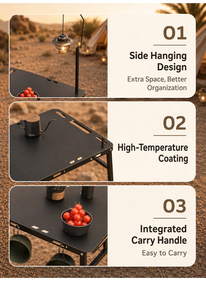 CAMPRA Portable Foldable Camping Table with Storage Bag and Lamp Stand, 100×50×50 cm, 60 kg Load Capacity, Suitable for Picnics, Balconies, and Outdoor Camping - Image 3