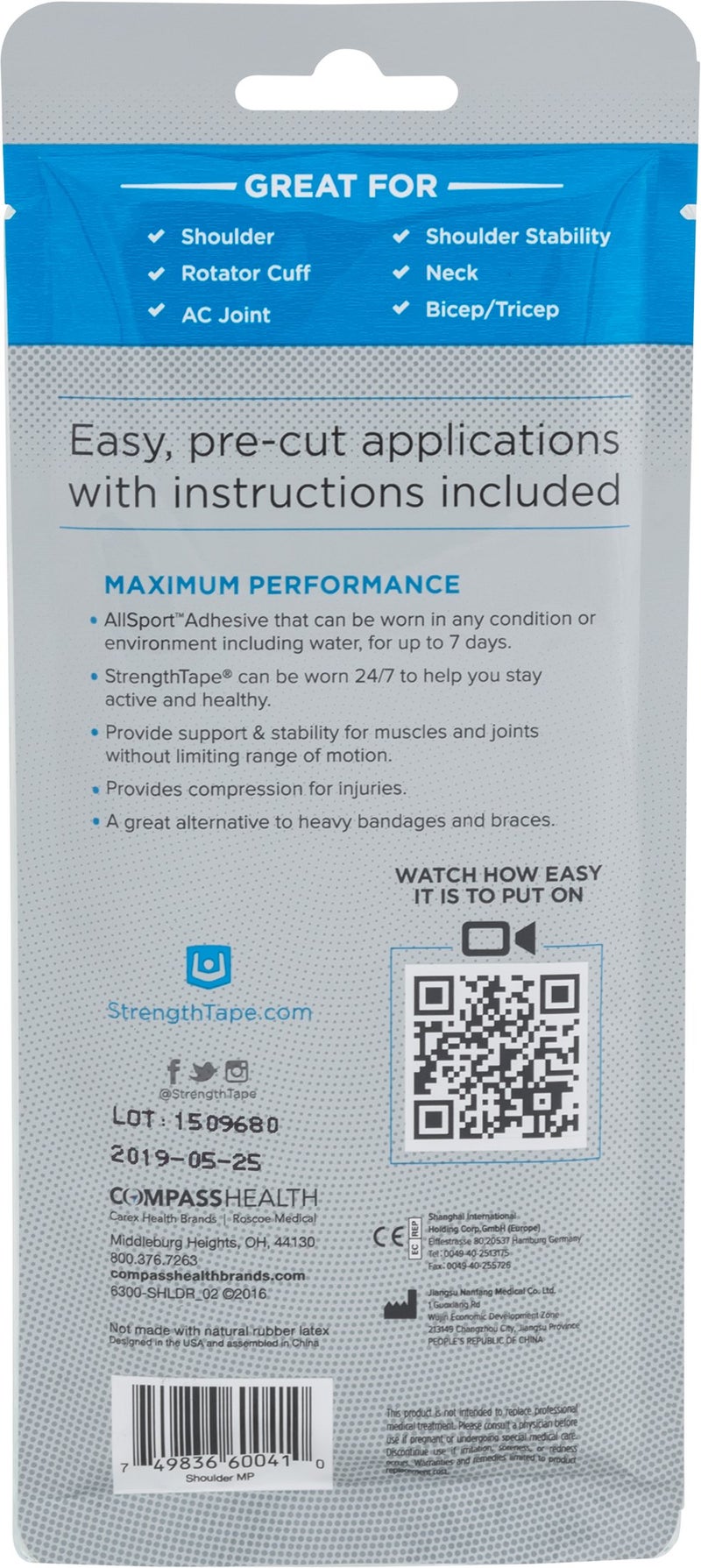 Roscoe Medical StrengthTape Shoulder Kinesiology Taping Kit - Image 2