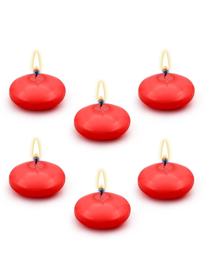 إيروريكس قطع من الشموع العائمة الحمراء عديمة الرائحة بدون تنقيط، شموع مشتعلة بقطر 1.77 بوصة، أقراص شموع عائمة للمزهريات الأسطوانية وحفلات الزفاف وحفلات حمام السباحة وحفلات الزفاف والعطلات والديكور المنزلي باللون الأحمر - Image 1