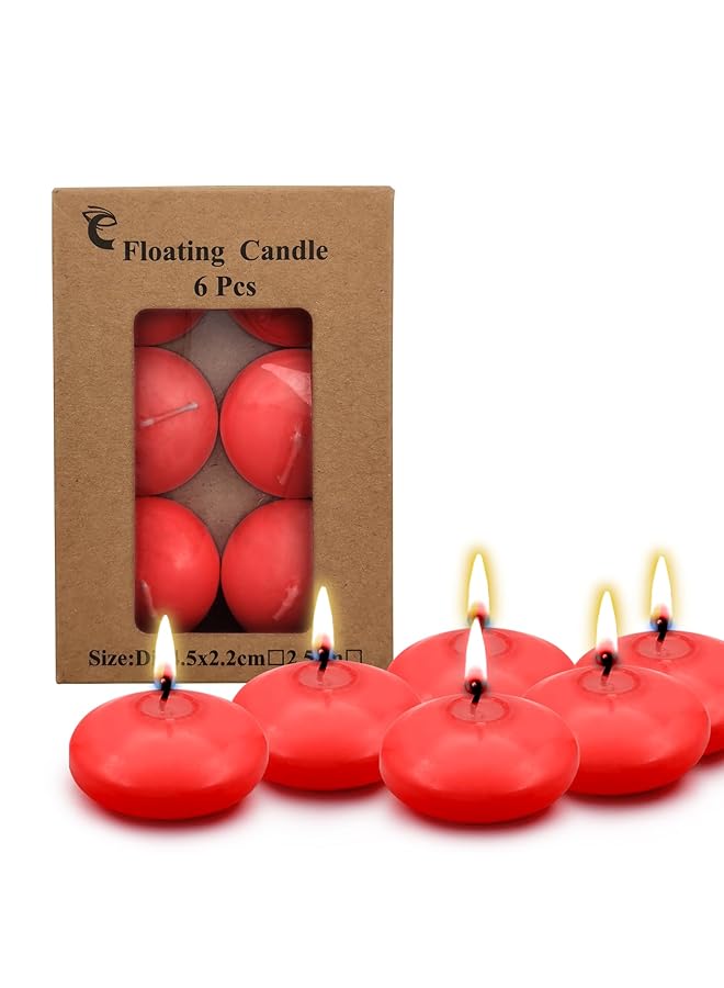 إيروريكس قطع من الشموع العائمة الحمراء عديمة الرائحة بدون تنقيط، شموع مشتعلة بقطر 1.77 بوصة، أقراص شموع عائمة للمزهريات الأسطوانية وحفلات الزفاف وحفلات حمام السباحة وحفلات الزفاف والعطلات والديكور المنزلي باللون الأحمر - Image 3