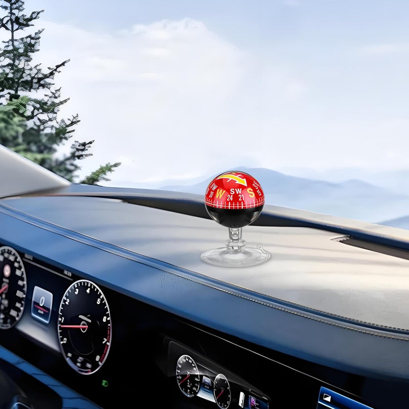 Red Plastic Suction Cup Dashboard Compass Ball 38mm for Car Marine Hiking Outdoor Navigation - Image 5