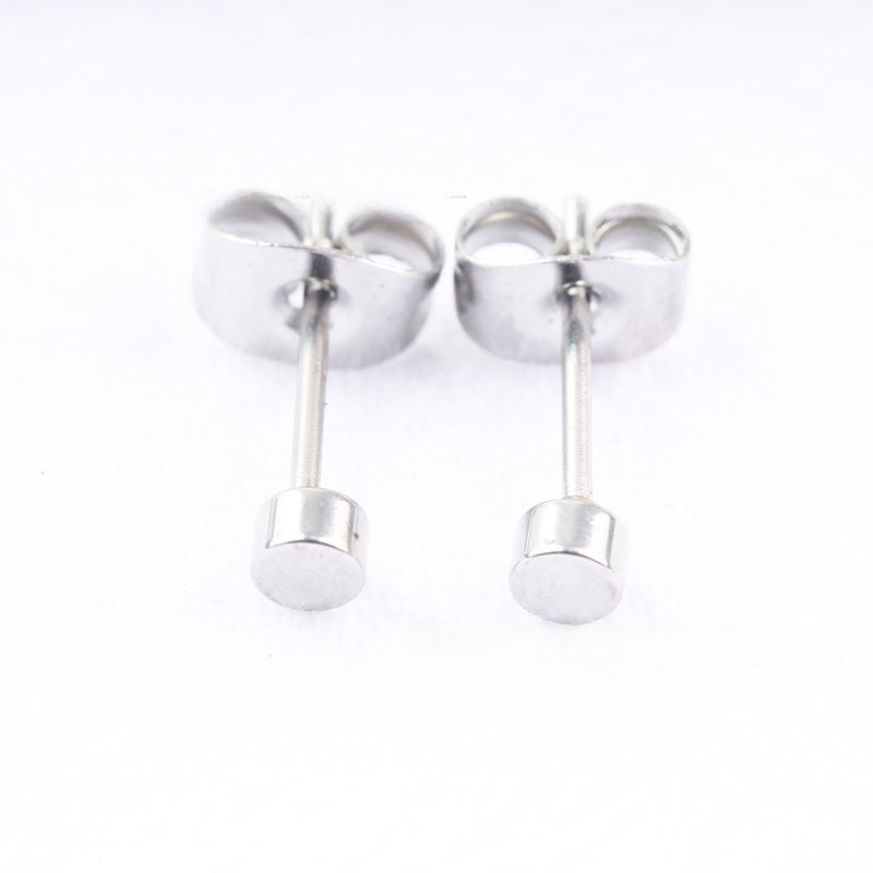 Fashion Titanium Barbell Earrings for Men and Women 3MM steel color one