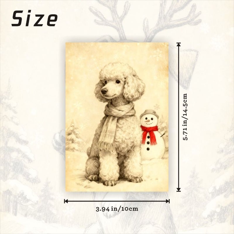 Retro Winter Christmas Cute Dog 20 Pack Vintage Postcards 4x6 Inch Nostalgic Poodle Pomeranian Shih Tzu Jack Russell Terrier Collection Cards Snow Scenes Rabbits Hedgehogs Squirrels Sheep Adorable Animals - Image 3