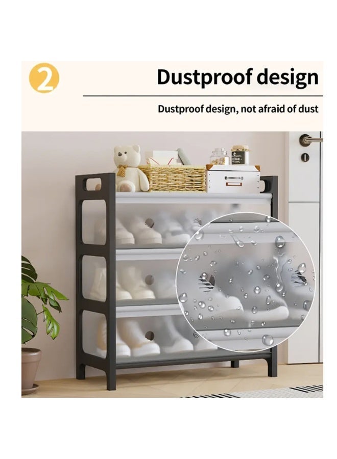 Shoe Cabinet 4-Tier  Storage Organizer for 16 Pairs – Heavy Duty Free Standing Metal Frame Shoe Rack Shelf with Dustproof Doors for Home, Entryway & Bedroom - Image 3
