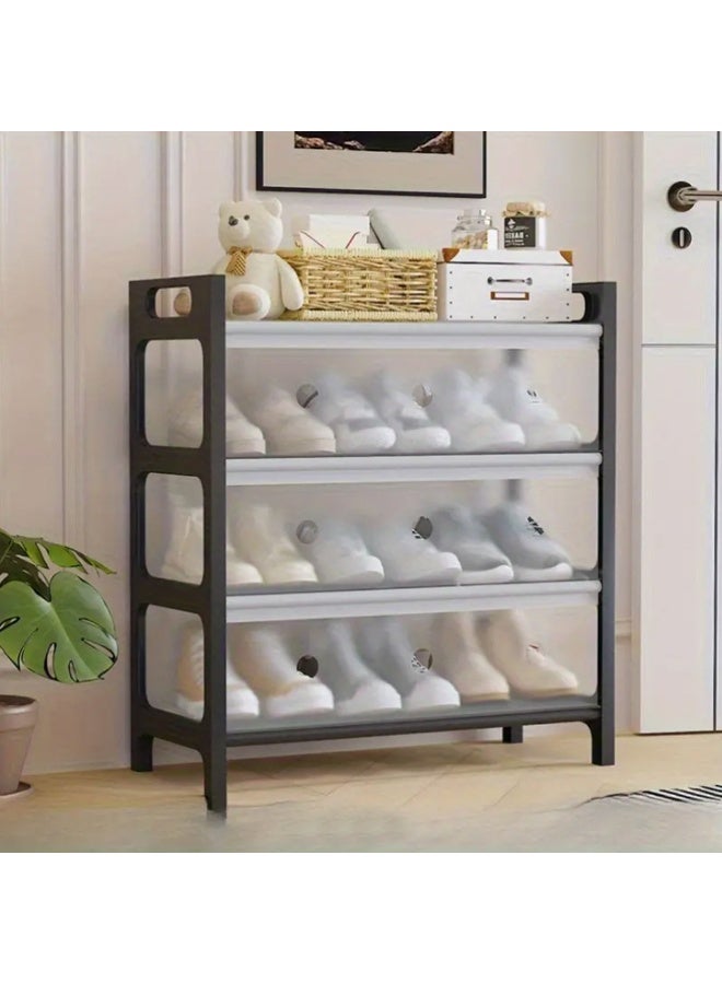 Shoe Cabinet 4-Tier  Storage Organizer for 16 Pairs – Heavy Duty Free Standing Metal Frame Shoe Rack Shelf with Dustproof Doors for Home, Entryway & Bedroom - Image 4