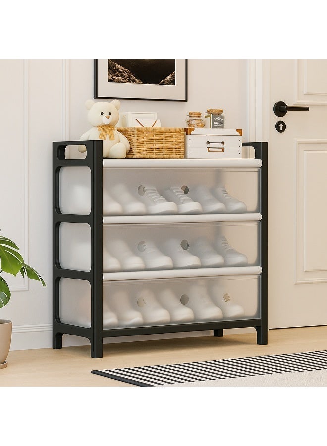 Shoe Cabinet 4-Tier  Storage Organizer for 16 Pairs – Heavy Duty Free Standing Metal Frame Shoe Rack Shelf with Dustproof Doors for Home, Entryway & Bedroom - Image 1