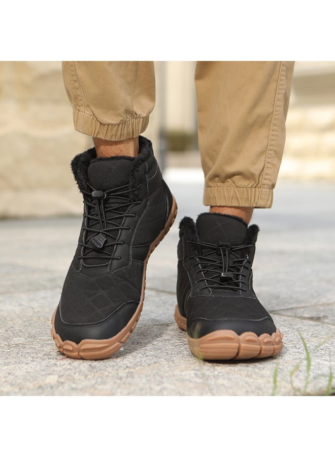 Outdoor Snow Boots For Men, Non-slip, Waterproof, Velvet, Warm Five-finger Shoes, Cotton Shoes, Women's Thick-soled Barefoot Winter Couple Boots