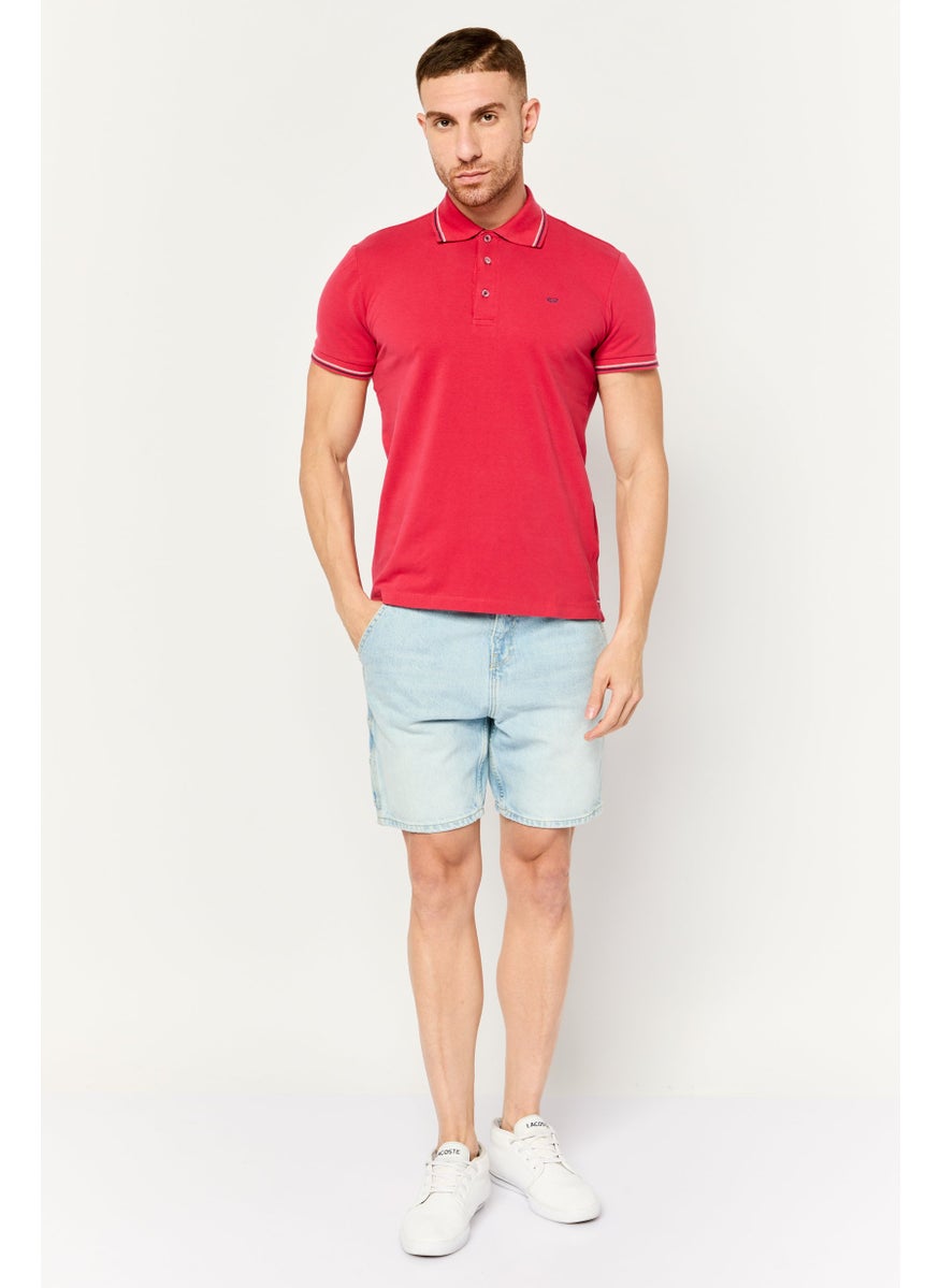 GAS Men Regular Fit Embroidered Logo Short Sleeve Polo, Red  - Image 2