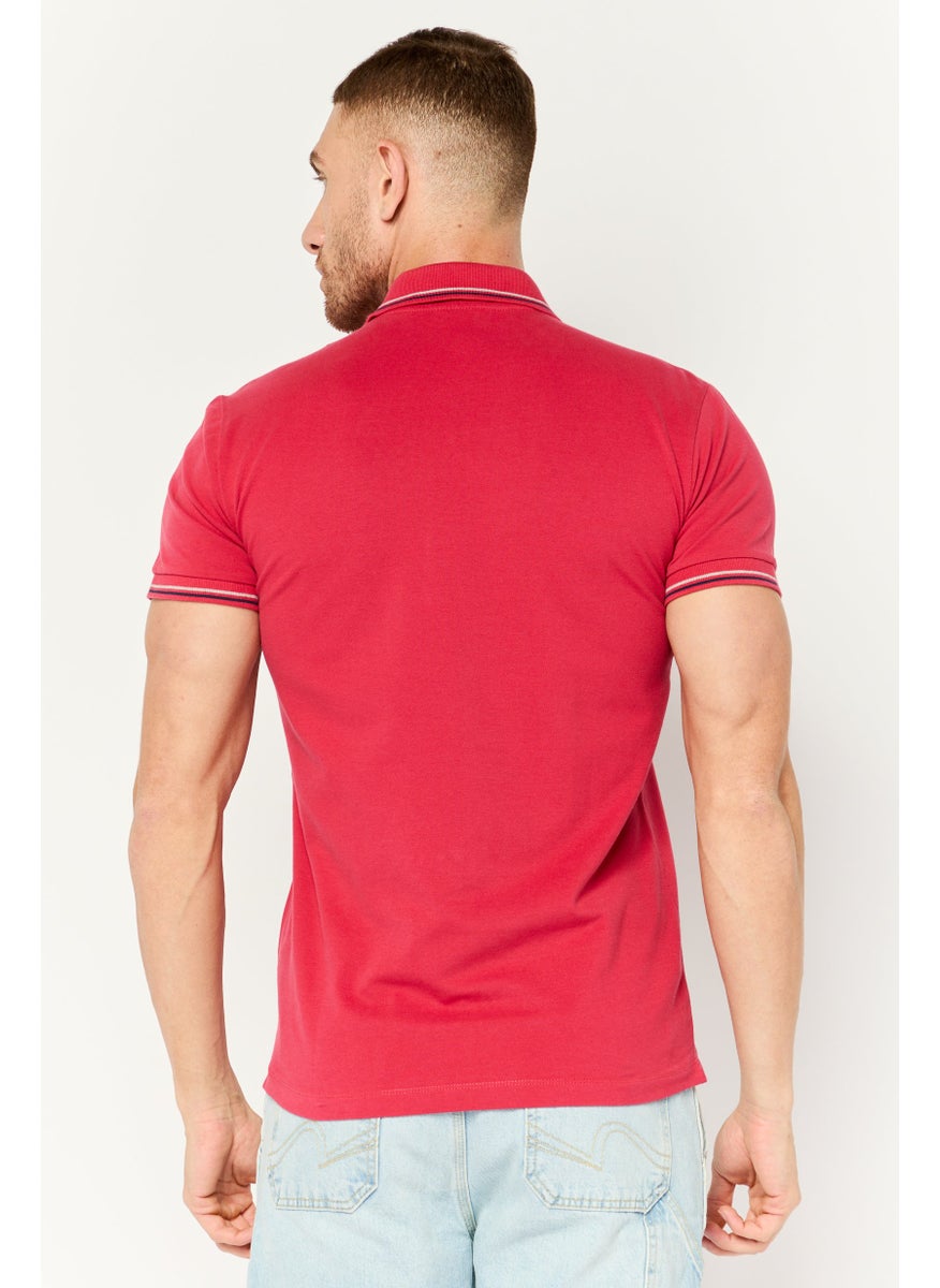 GAS Men Regular Fit Embroidered Logo Short Sleeve Polo, Red  - Image 3
