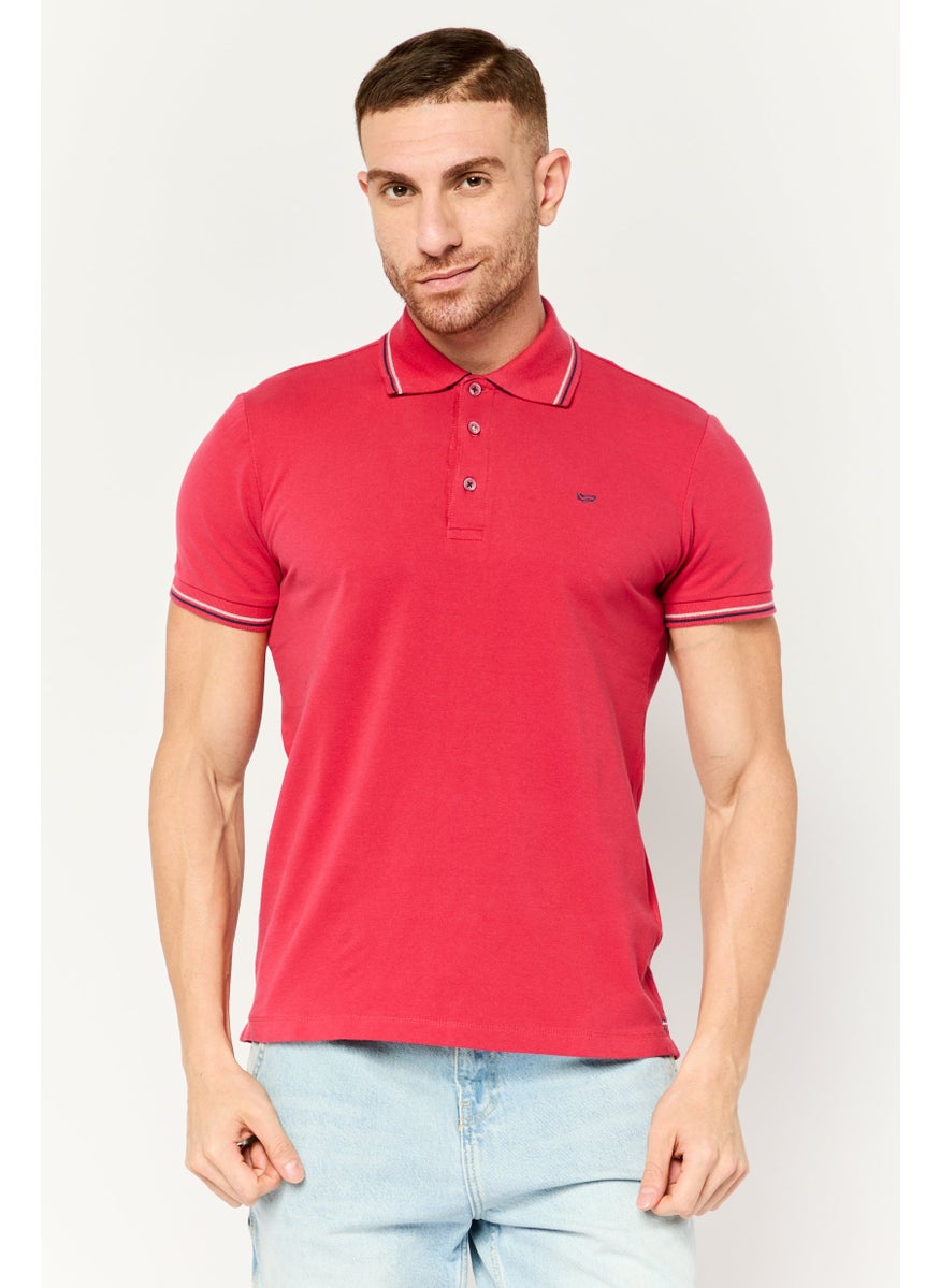 GAS Men Regular Fit Embroidered Logo Short Sleeve Polo, Red  - Image 1