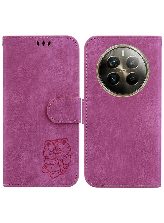 اس-توب جراب هاتف Realme 12 Pro+ Global Little Tiger من الجلد المنقوش - Image 1