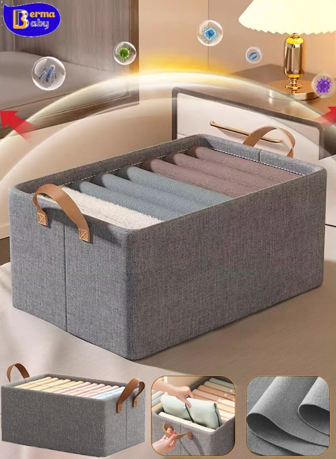 Berma Baby Foldable storage box, wardrobe clothing organizer, foldable clothing drawer organizer, fabric storage organizer with handles for jeans, pants, trousers, pullovers  - Image 1