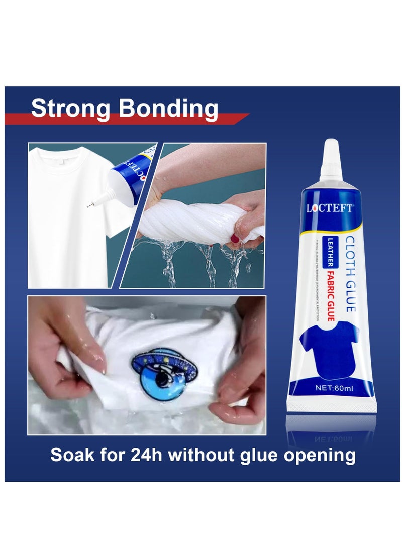 Excefore Fabric Glue, Permanent Clear Washable Clothing Glue for All Fabrics, Cotton, Flannel, Denim, Leather, Polyester, Doll Repair, 2 Pack - Image 4