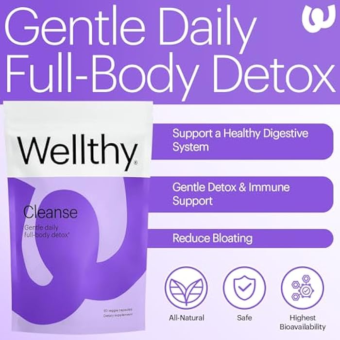 Wellthy Full Body Detox and Immune Support - Advanced Digestive Health, Gut Cleanse and Bloating Relief - All Natural Formula with Milk Thistle, Dandelion Extract and L-Carnitine | 30-Day Supply - Image 2