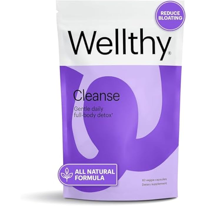 Wellthy Full Body Detox and Immune Support - Advanced Digestive Health, Gut Cleanse and Bloating Relief - All Natural Formula with Milk Thistle, Dandelion Extract and L-Carnitine | 30-Day Supply - Image 1
