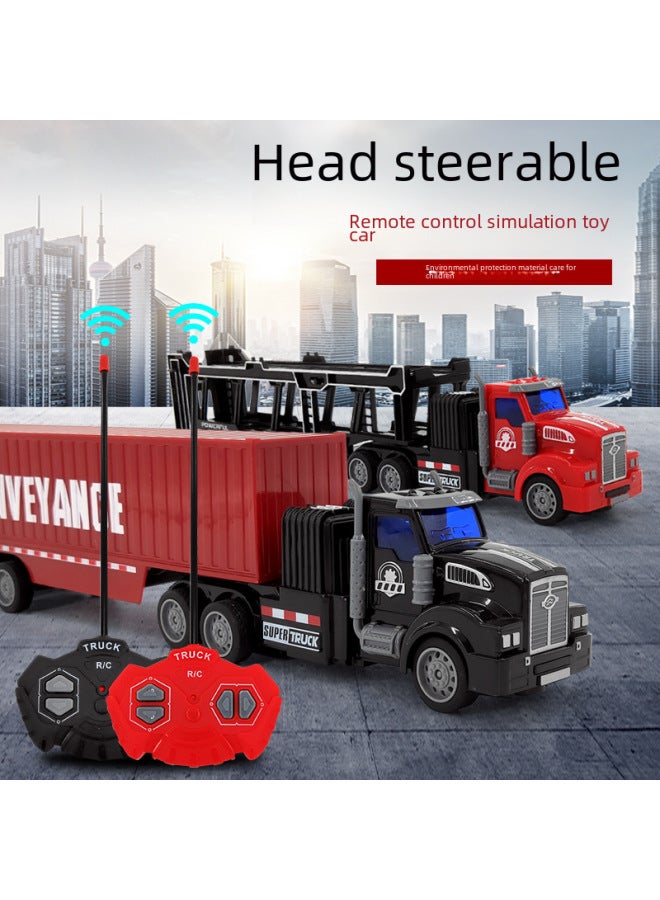 Rc Car Toy - 118 Scale High-speed Off-road Vehicle Light Sound Effects 2.4ghz Radio Control 4wd Drive Durable Plastic Body-Color:Black Container Truck (Short Head)-Proportion:E-Commerce  - Image 2