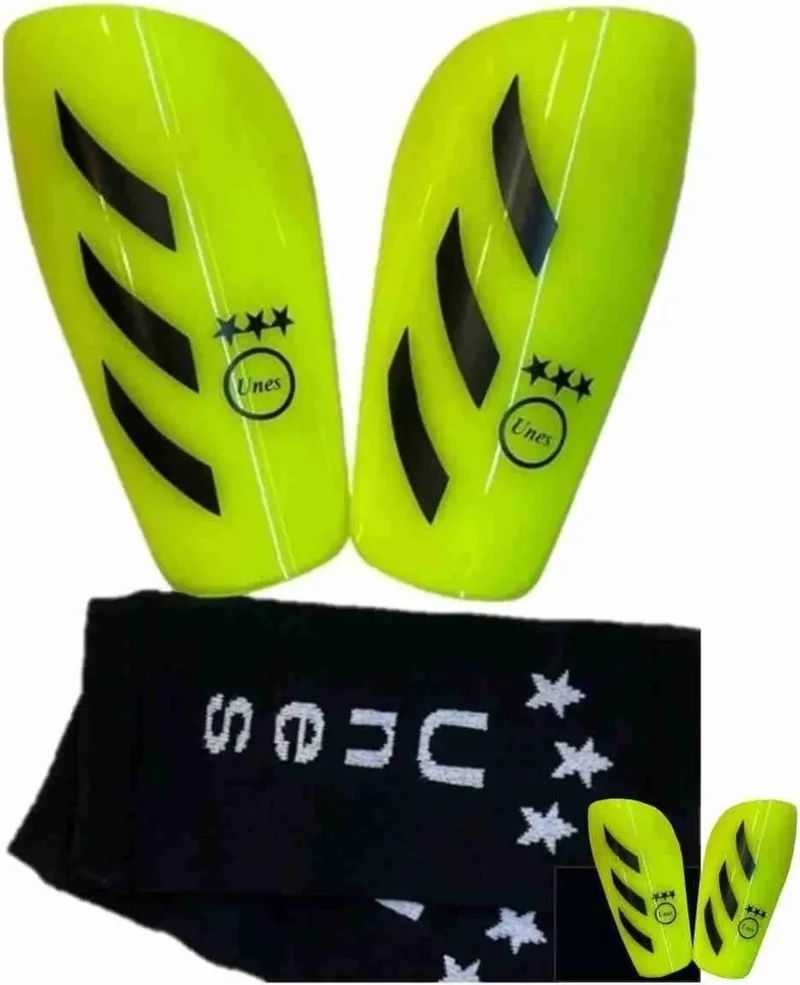 Unes Prof Children Shin Guard Fluorescent Yellow Plus Half Socks Tek Prof tk