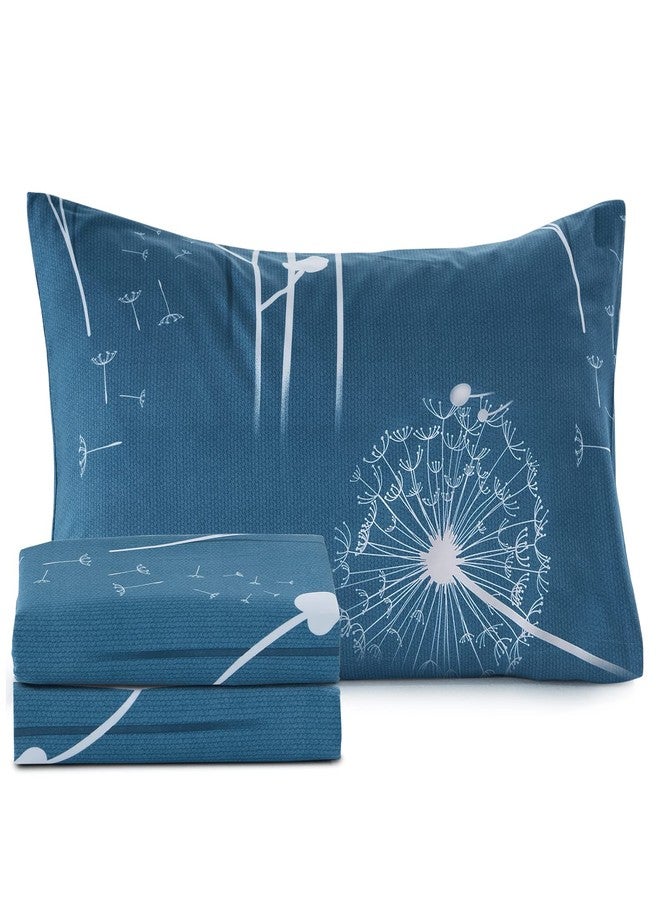 Homiest 4pcs Dandelion Flower Sheets Full Size Bed Set, Floral Printed Cute Soft Bedding Set, Deep Pocket Full Botanical Sheets for Kids Teen Girls Adults, Teal - Image 3