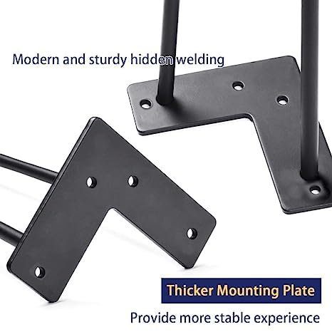 Ventuos Heavy Duty Hairpin Legs for Desk Console Table Set of 4 14 inch Black Steel Legs 10MM Thick - Image 5