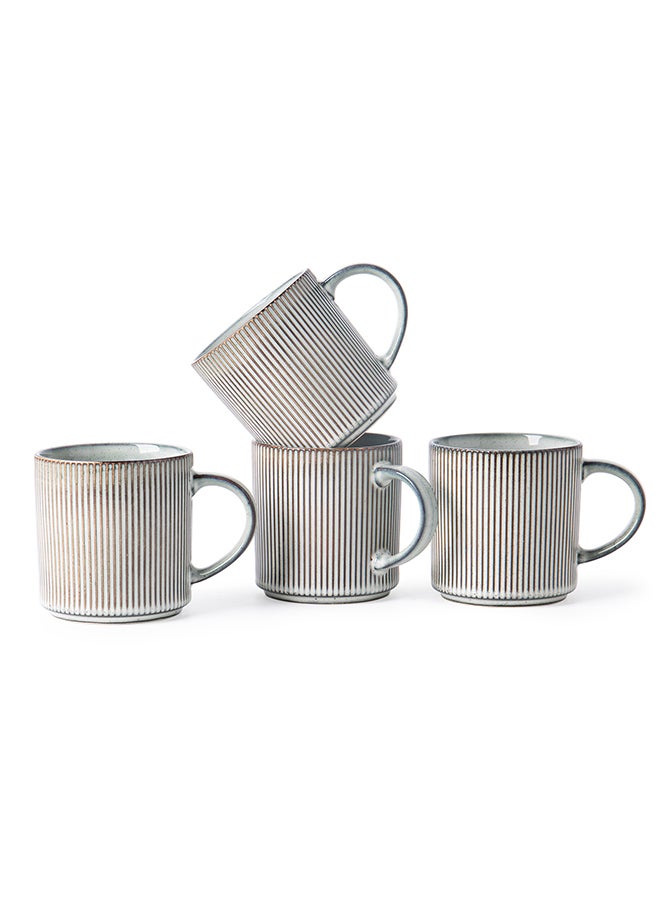 MONITO 4 Piece Set Ceramic Coffee Mugs, 16oz, with Large Handle, for Tea, Latte, Cappuccino, Milk - Smoky Blue  - Image 1
