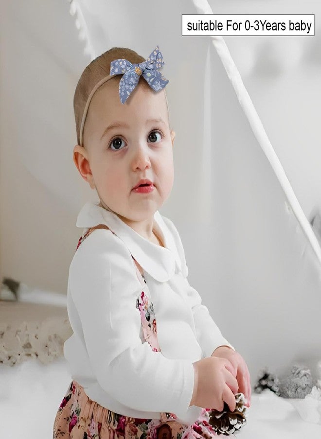 SYGA 5 Pcs Baby Headband, Bow & Flower Stretchable, Nylon HairBand for Newborn Infant Toddlers Kids 0-3 Year-Light Purple - Image 2