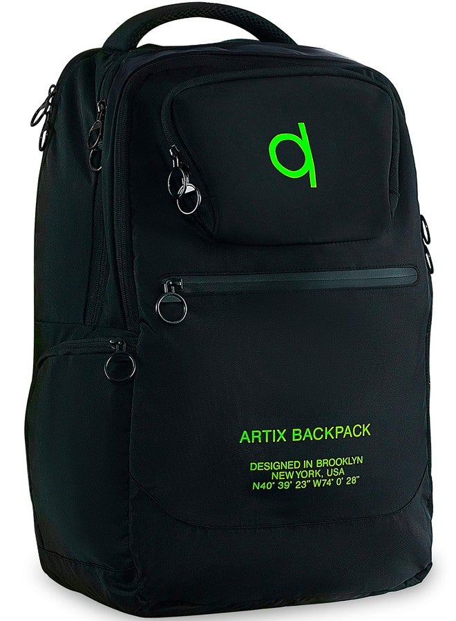ARTIX® Waterproof Laptop Backpack for Men & Women | Large 17.3-inch Travel Backpack | Stylish & Durable Computer Bag for Business, Office & Work | Versatile Rucksack for Adults (Black/Green) - Image 1