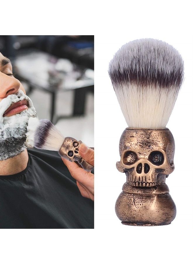 Barber Cleaning Hairbrush, Neck Duster Brush Shaving Beard Brush with Creative Skull Handle for Professional Salon and Home