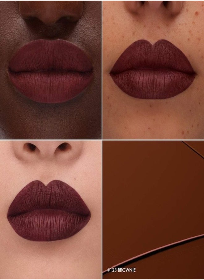 SEPHORA - SEPHORA COLLECTION Cream Lip Stain 10HR Liquid Lipstick 123 Brownie - Matte Dark Brown – Long-Lasting, Matte Brown Pink, High-Pigment & Transfer-Resistant (5ml) - Image 1