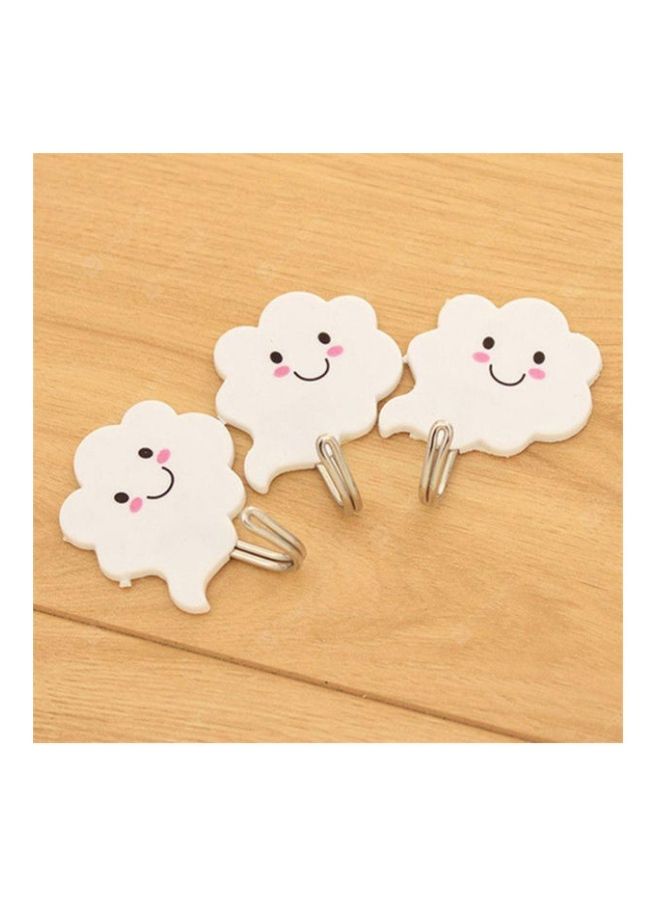 NIBEMINENT 6-Piece Qiangtie Cartoon Cloud Pattern Wall Hooks White 6.5x4centimeter  - Image 3