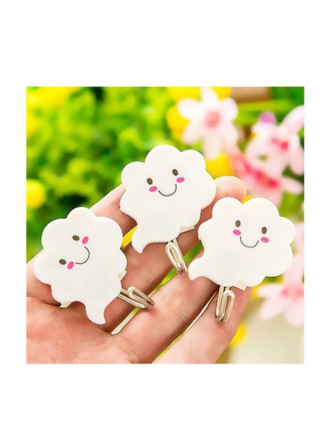 NIBEMINENT 6-Piece Qiangtie Cartoon Cloud Pattern Wall Hooks White 6.5x4centimeter  - Image 4