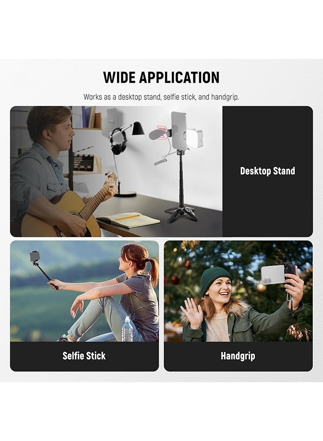 NEEWER Selfie Stick with Detachable Bluetooth Remote Shutter, Lightweight Foldable Travel Tripod for iPhone, 360° Phone Holder Cold Shoe for YouTube/TikTok Vlogs Live Streaming Photography, Black - Image 3