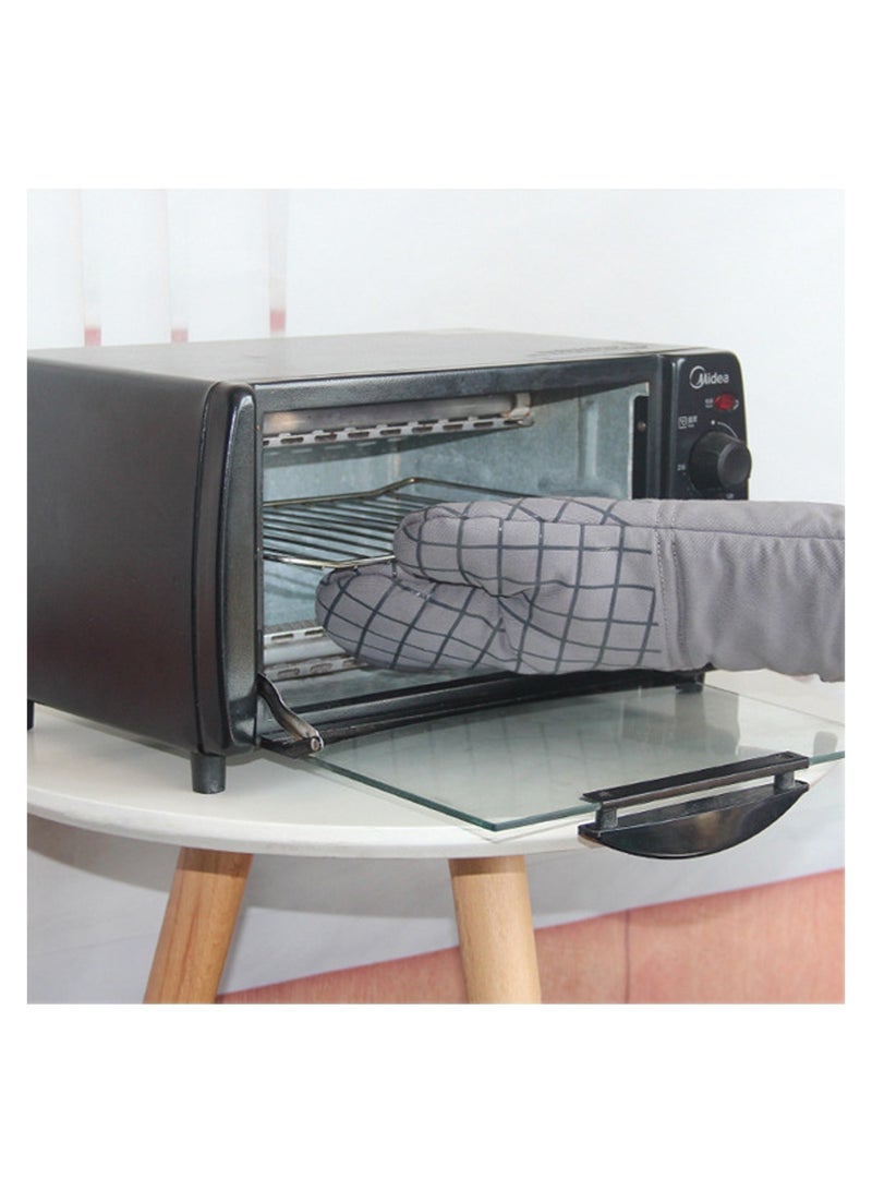 طقم قفازات فرن مقاومة للحرارة العالية مع مناشف قطنية وسليكون غير قابلة للانزلاق للطهي والخبز بأمان 6 قطع أساسيات المطبخ رمادي غامق - Image 3