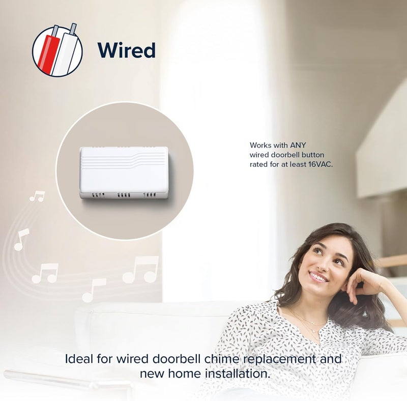 Globe Heath Zenith SL-2796-02 Basic Series Wired Door Chime in White - Image 2