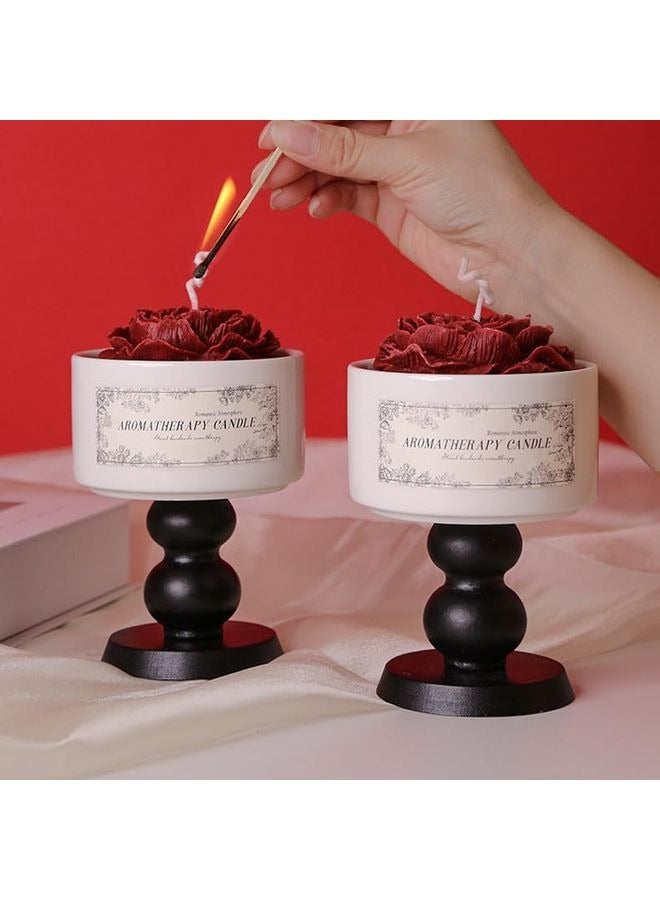 هومستر السيراميك شمعة عطرية طويلة الأمد زهرة شكل العلاج بالعطور شموع ديكور المنزل حامل شمعة عيد زفاف هدية مجموعة - Image 2