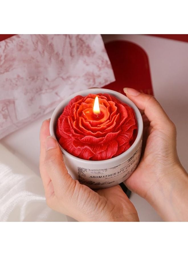هومستر السيراميك شمعة عطرية طويلة الأمد زهرة شكل العلاج بالعطور شموع ديكور المنزل حامل شمعة عيد زفاف هدية مجموعة - Image 4