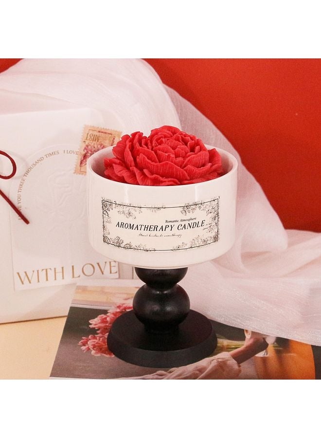 هومستر السيراميك شمعة عطرية طويلة الأمد زهرة شكل العلاج بالعطور شموع ديكور المنزل حامل شمعة عيد زفاف هدية مجموعة - Image 5