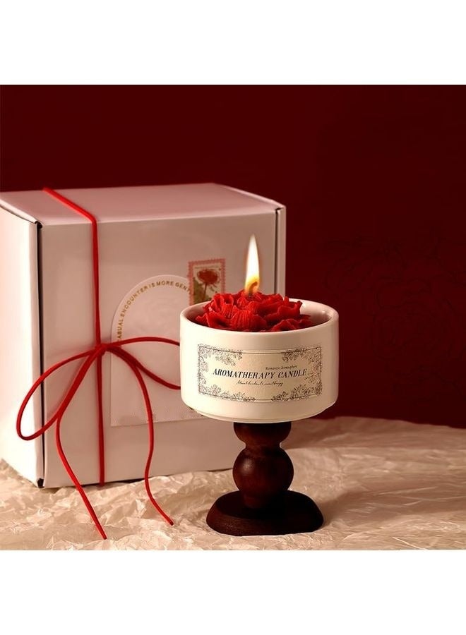 هومستر السيراميك شمعة عطرية طويلة الأمد زهرة شكل العلاج بالعطور شموع ديكور المنزل حامل شمعة عيد زفاف هدية مجموعة - Image 3