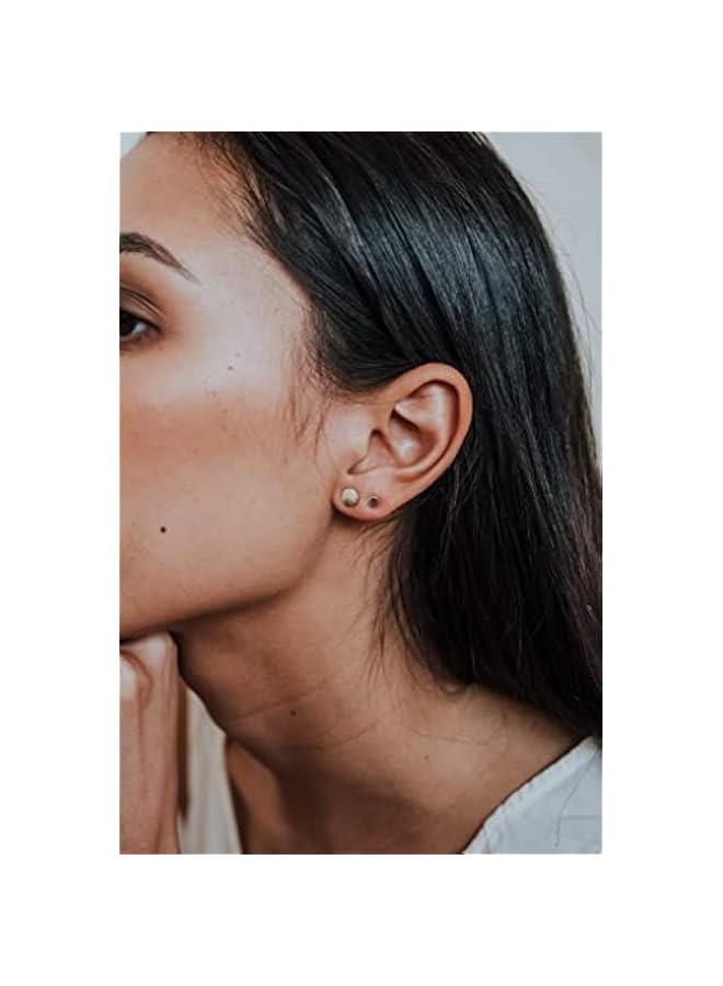 Arabest Unisex 6 Pairs Dot Stud Earrings, Surgical Steel Gold Plated Black Tiny Flat Disc Stud Earrings for Women Men  - Image 5