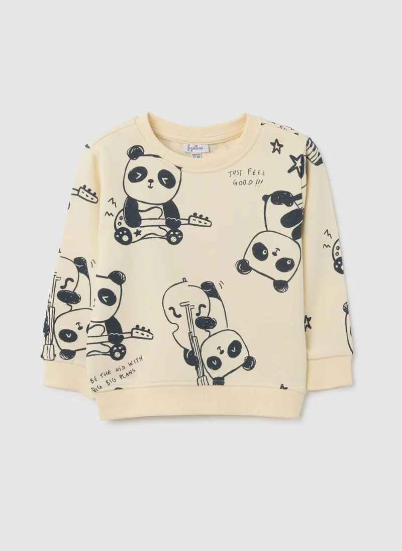 او في اس BEIGE REGULAR FIT PURE COTTON BABY SWEATSHIRT
