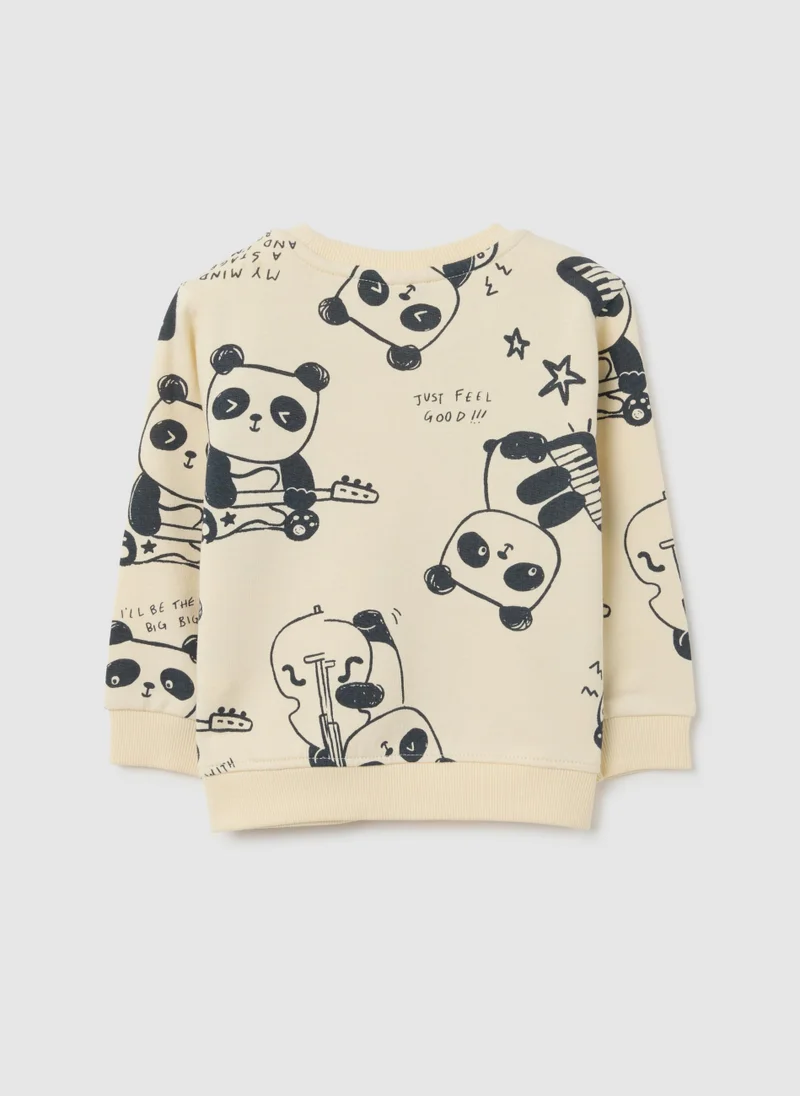 او في اس BEIGE REGULAR FIT PURE COTTON BABY SWEATSHIRT