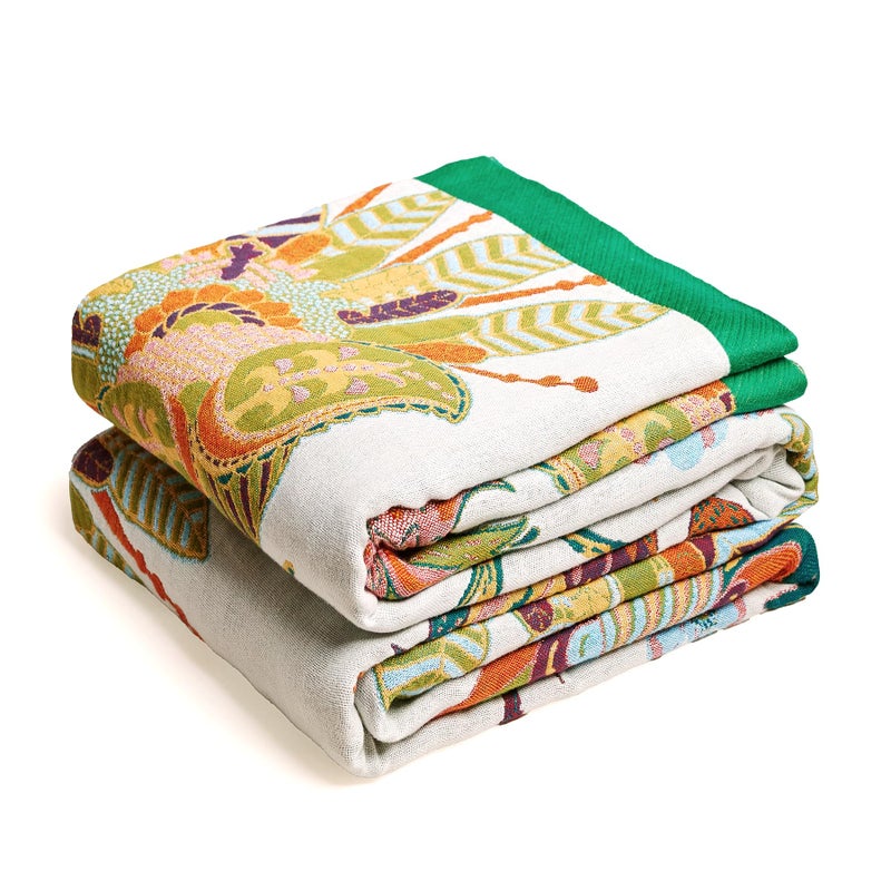 VANJOROY Boho Throw Blanket 100 Organic Cotton Breathable SkinFriendly Ultra Soft Bed Quilt Throw All Season Floral Bird Farmhouse Dcor Luxury Blanket for Sofa Couch Chair and Gift 80 x 90 - Image 2