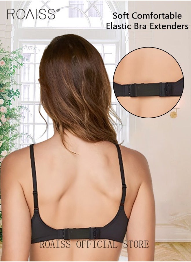6 Pack High Elastic Bra Extension Buckle Set for Women Bralette Length Adjustment Bra Back Universal Two and Three Rows Skin-friendly Fabric