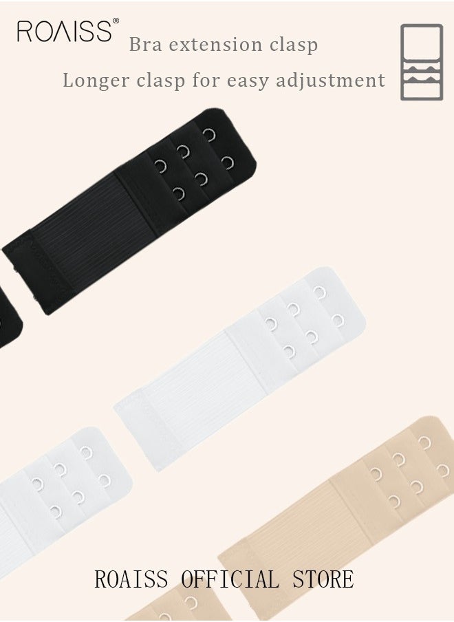 6 Pack High Elastic Bra Extension Buckle Set for Women Bralette Length Adjustment Bra Back Universal Two and Three Rows Skin-friendly Fabric