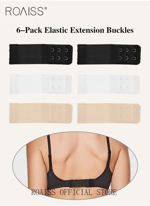 6 Pack High Elastic Bra Extension Buckle Set for Women Bralette Length Adjustment Bra Back Universal Two and Three Rows Skin-friendly Fabric