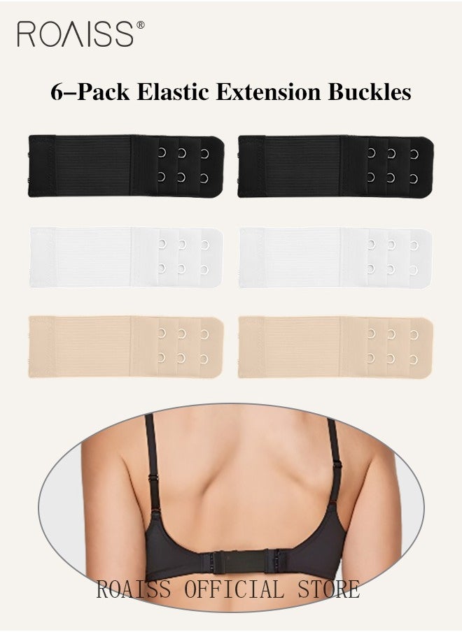 6 Pack High Elastic Bra Extension Buckle Set for Women Bralette Length Adjustment Bra Back Universal Two and Three Rows Skin-friendly Fabric