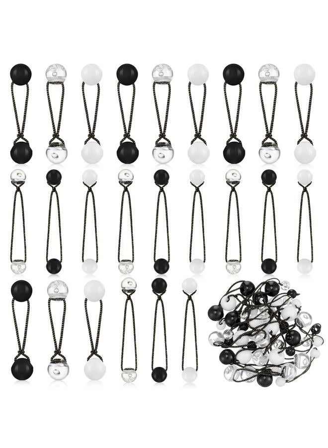 Jutom 24 Pieces Hair Tie Balls 20mm Bubble Ponytail Holders for Girls Double Bead Bubble 80s 90s Hair Balls Tie Elastic Accessories for Baby Toddler(Black and White Series) - Image 1