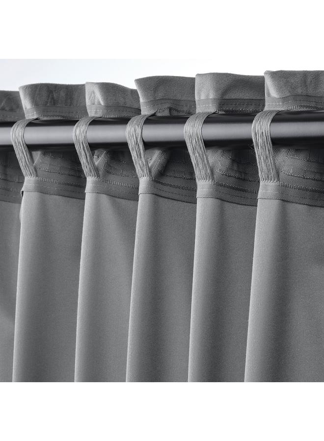 Zaboon Curtains, 1 pair, with heading tape/grey, 135x300 cm - Image 5